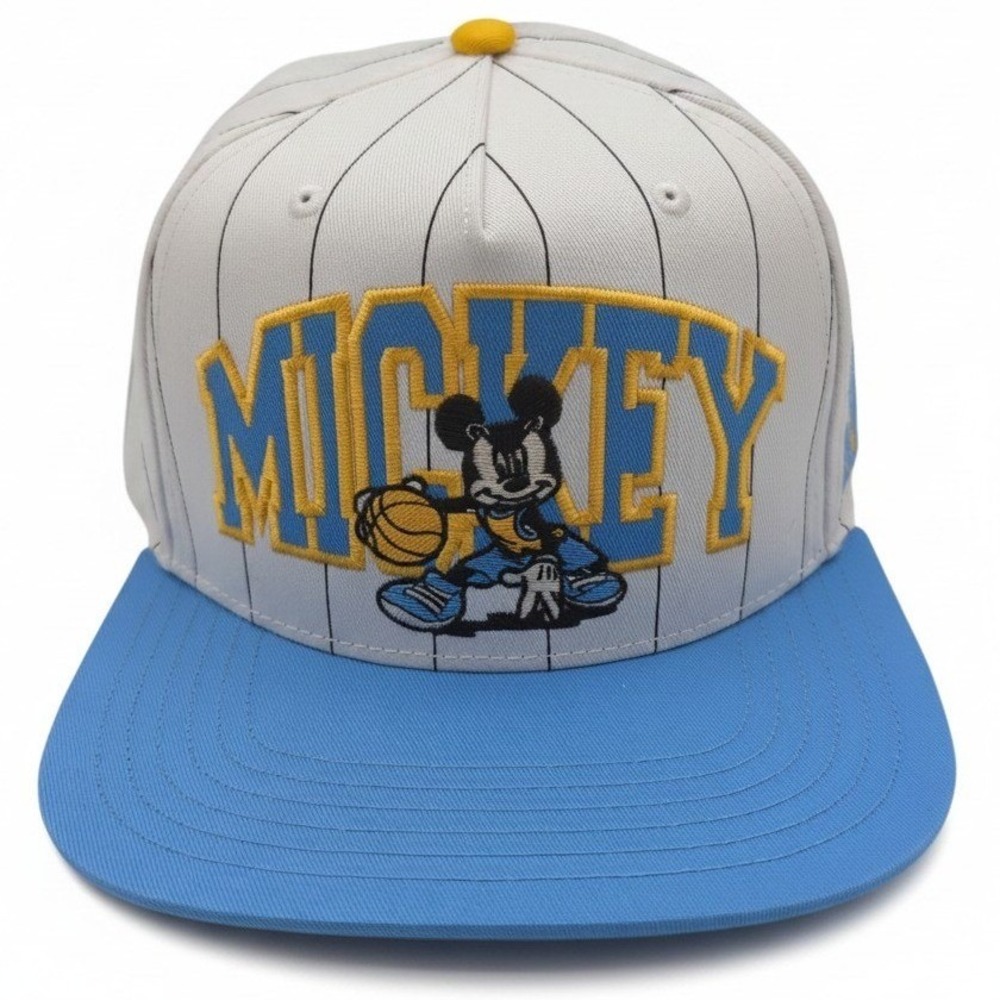 Neff Disney Mickey Mouse Basketball Snapback Hat Pinstripe Blue White‎ Cap NEW